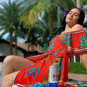 TROPICAL HIGH LOW DRESS